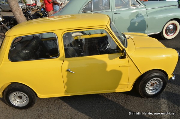 bright Yellow morris minor