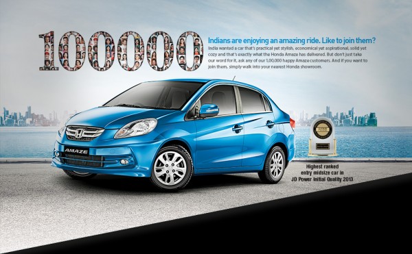 Honda Amaze 100,000 sales