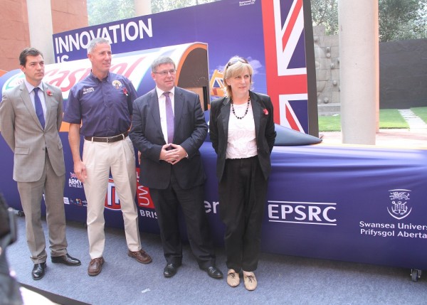  From L to R: Richard Everitt, Director Education, British Council India; Wing Commander Andy Green, BLOODHOUND SSC Pilot; Iain Gray, Chief Executive Officer of the UK’s Innovation agency- Innovate UK; and Gill Caldicott, Director Operations, British Council India