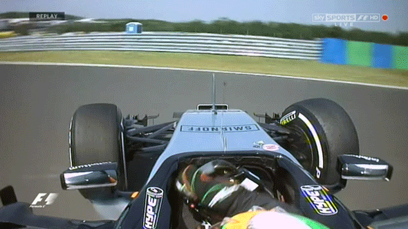 Perez loses control of his car in his 11th lap