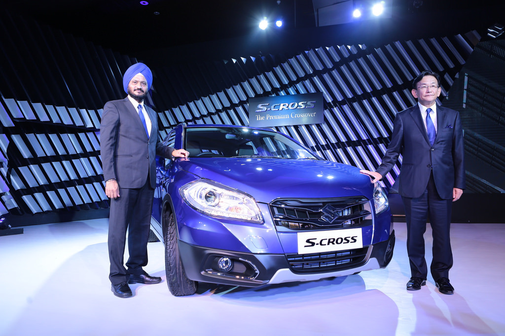 Kenichi Ayukawa MD & CEO (right) along with R S Kalsi, ED M&S, Maruti Suzuki India, launch S-CROSS , India's first premium crossover