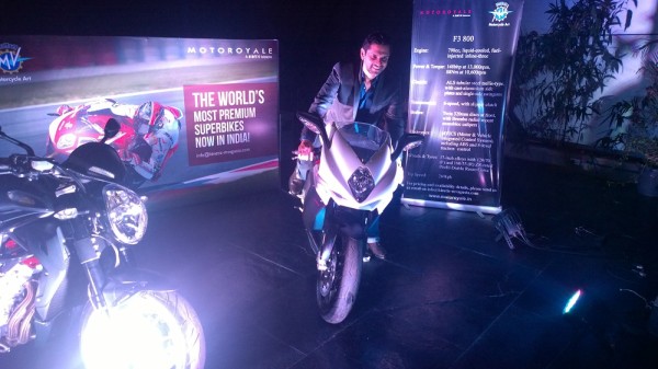 KWPL's MD, Mr Ajinkya Firodia unveils the MV Agusta F3 800 and Brutale 1090 at blueFROG in Pune