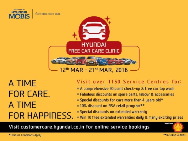 Hyundai Motor India Ltd. announces 21st Free Car Care Clinic details