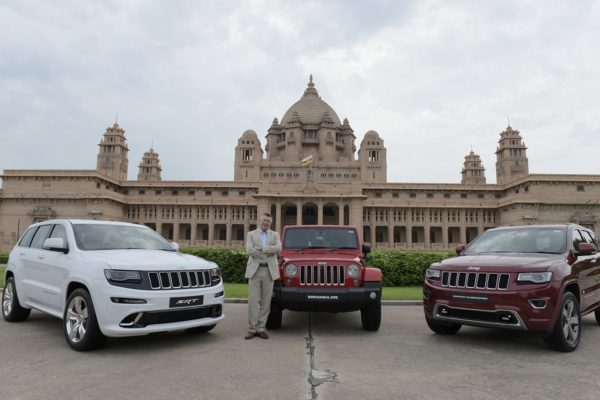 Mr. Kevin Flynn, President and MD, FCA India with L-R- SRT, Wrangler and Grand Cherokee