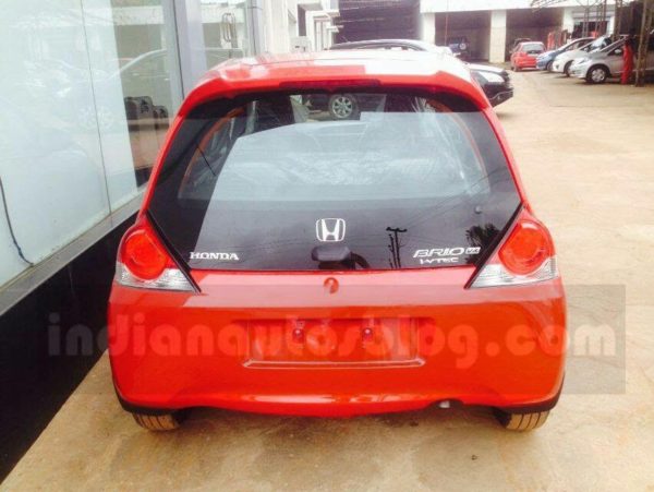 Honda Brio Facelift spotted at dealership rear