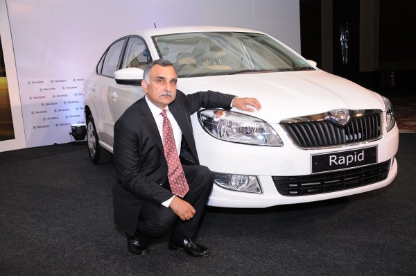 01 Mr. Sudhir Rao, Chairman and Managing Director - SKODA Auto India launching the SKODA Rapid with 7 Speed Automatic DSG Transmission